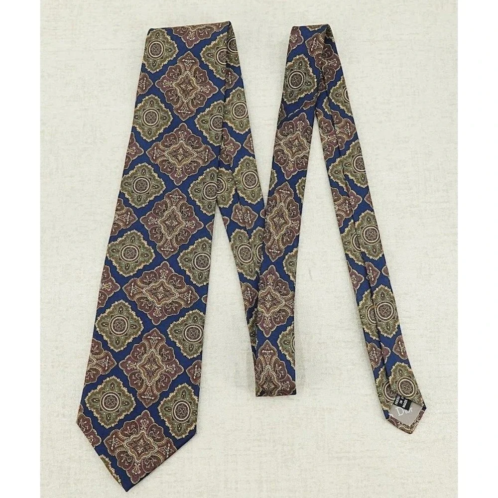 Vintage Christian Dior Monsieur Mens Tie Medallion Print Multi‎ Color USA